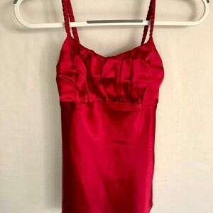 Deep rich red satin summer top with braided spaghetti strap by Byer CA  sz small